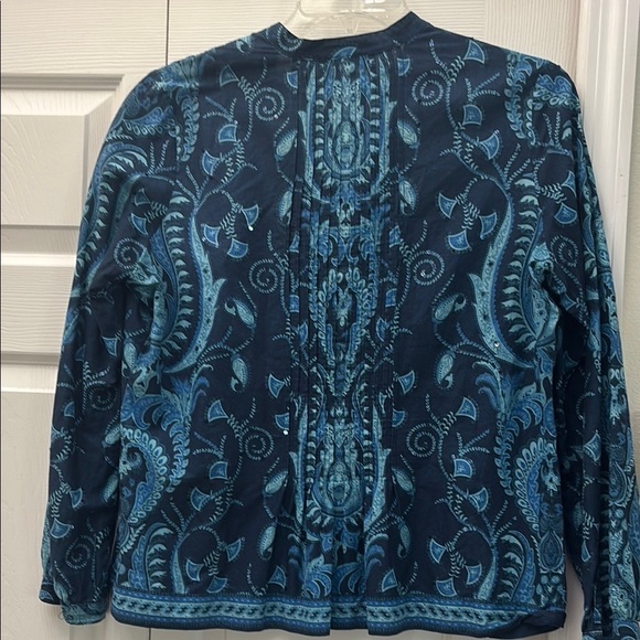 Talbots vintage Petite Blue Paisley Relaxed Graphic Blouse - Picture 6 of 13
